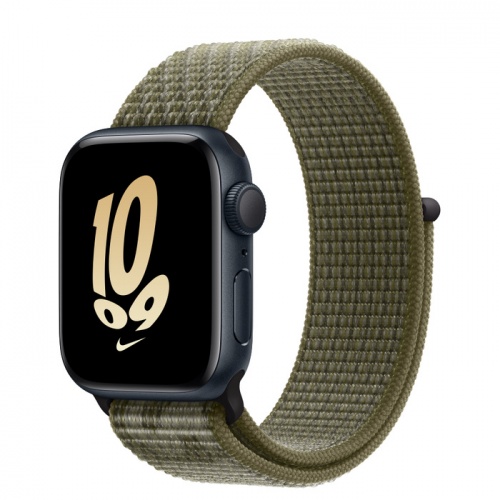 Apple Watch Series SE 2022 40мм корпус из алюминия "полночь" и ремешок Nike Sport Loop Sequoia Pure Platinum