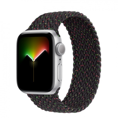Apple Watch Series SE 2022 44мм серебристый корпус из алюминия и ремешок Braided Solo Loop Black Unity
