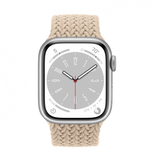 Apple Watch Series 8 41мм серебристый корпус из алюминия и ремешок Braided Solo Loop Beige