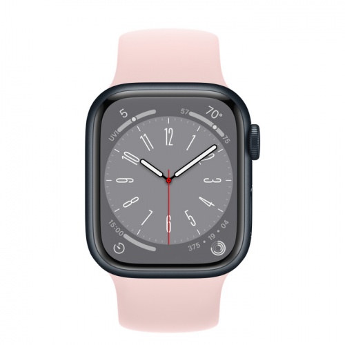 Apple Watch Series 8 41мм корпус из алюминия "полночь" и ремешок Solo Loop Chalk Pink