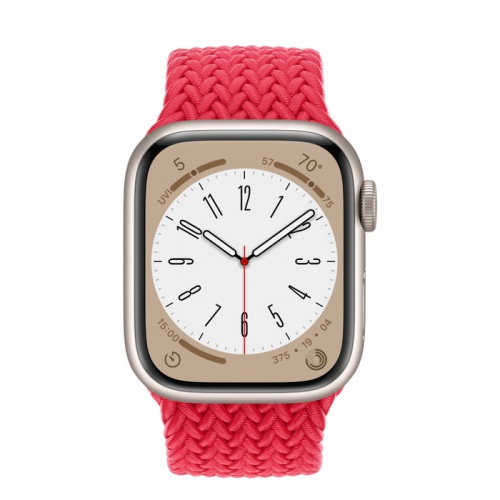 Apple Watch Series 8 45мм корпус из алюминия "сияющая звезда" и ремешок Braided Solo Loop Red