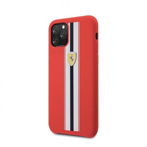 Чехол Ferrari SIlicone Case On Track & Stripes для iPhone 11/11Pro/11ProMax, красный