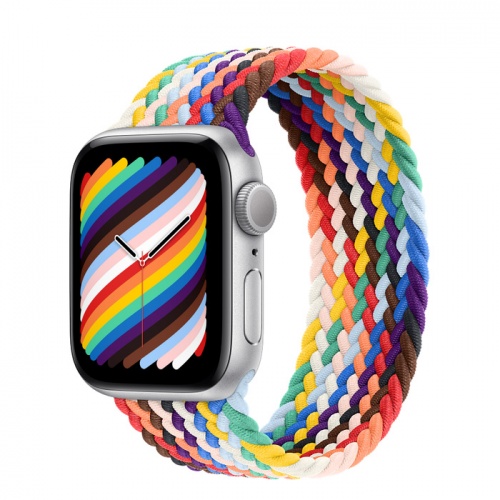 Apple Watch Series SE 2022 40мм серебристый корпус из алюминия и ремешок Braided Solo Loop Pride Edition