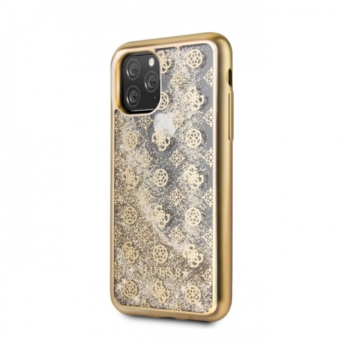 Чехол Guess Glitter 4G Peony Hard для iPhone 11/11Pro/11ProMax, золотой