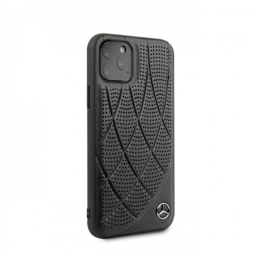 Чехол-накладка для iPhone 11/11Pro/11ProMax Mercedes Bow Quilted/perforated Hard Leather, Black