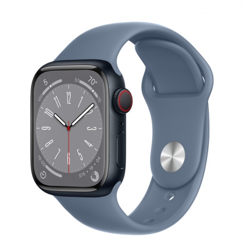 Apple Watch Series 8 41мм корпус из алюминия "полночь" и ремешок Sport Band Slate Blue