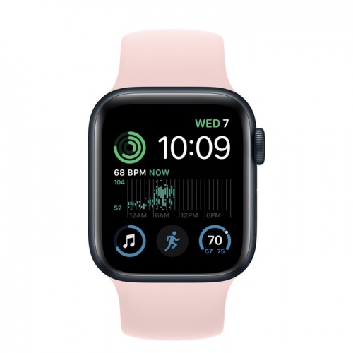 Apple Watch Series SE 2022 44мм корпус из алюминия "полночь" и ремешок Solo Loop Chalk Pink