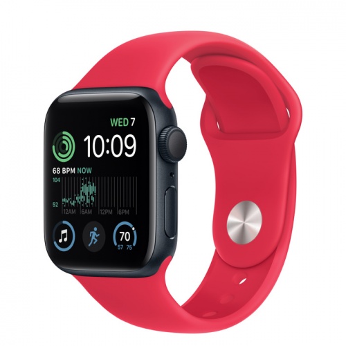 Apple Watch Series SE 2022 40мм корпус из алюминия "полночь" и ремешок Sport Band Red