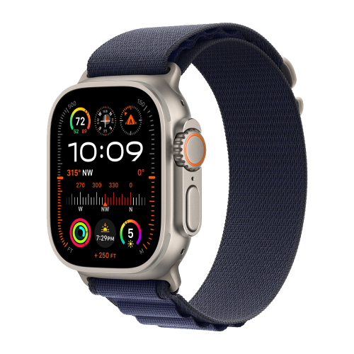 Apple Watch Ultra 2, цвет корпуса Natural, ремешок Alpine Loop, цвет Navy, размеры S/M/L
