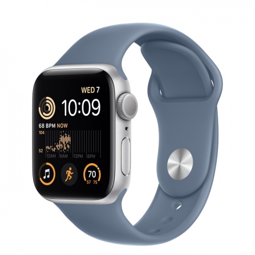 Apple Watch Series SE 2022 40мм серебристый корпус из алюминия и ремешок Sport Band Slate Blue