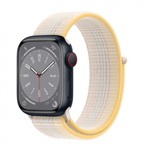 Apple Watch Series 8 45мм корпус из алюминия "полночь" и ремешок Sport Loop Starlight