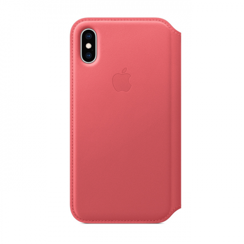Кожаный чехол Folio для iPhone XS, цвет «розовый пион»