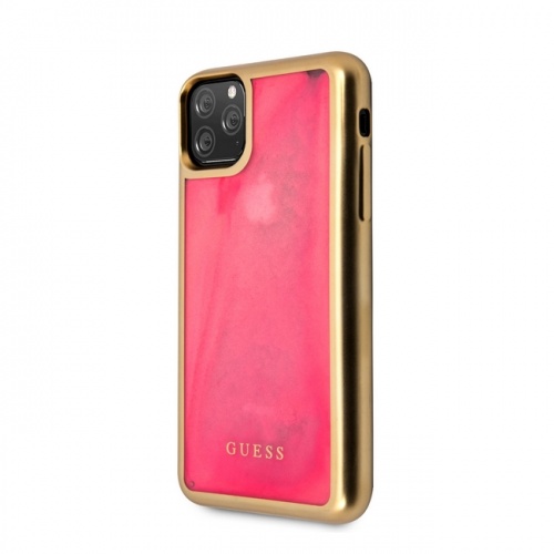 Чехол Guess Liquid Glitter Glow in Dark Sand Hard для 11/11Pro/11ProMax розовый