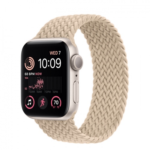 Apple Watch Series SE 2022 44мм корпус из алюминия "сияющая звезда" и ремешок Braided Solo Loop Beige