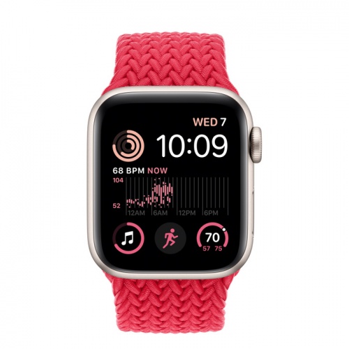 Apple Watch Series SE 2022 40мм корпус из алюминия "сияющая звезда" и ремешок Braided Solo Loop Red