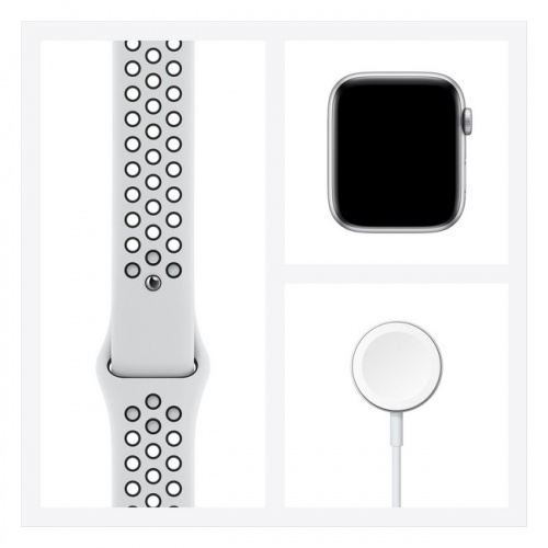 Apple Watch Nike SE, 44 мм, корпус из алюминия, цвета «серебристый» и «чистая платина/чёрный»