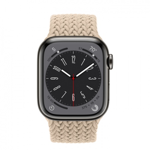 Apple Watch Series 8 45мм графитовый корпус из нержавеющей стали и ремешок Braided Solo Loop Beige
