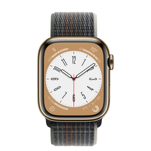 Apple Watch Series 8 45мм золотой корпус из нержавеющей стали и ремешок Sport Loop Midnight