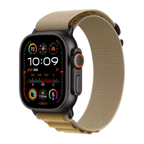 Apple Watch Ultra 2, цвет корпуса Black, ремешок Alpine Loop, цвет Tan, размеры S/M/L