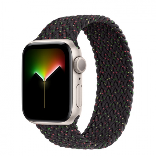 Apple Watch Series SE 2022 44мм корпус из алюминия "сияющая звезда" и ремешок Braided Solo Loop Black Unity
