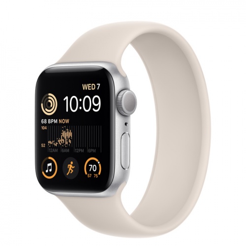 Apple Watch Series SE 2022 44мм серебристый корпус из алюминия и ремешок Solo Loop Starlight