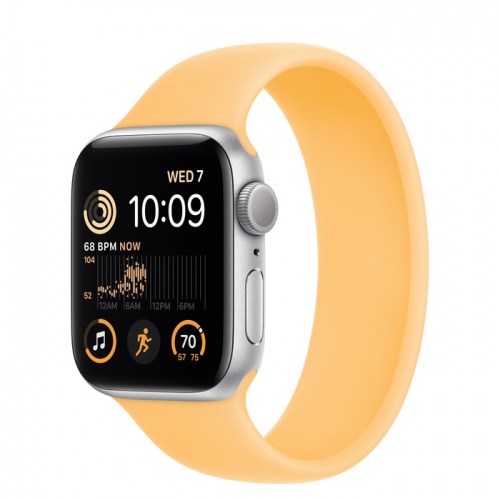 Apple Watch Series SE 2022 44мм серебристый корпус из алюминия и ремешок Solo Loop Sunglow