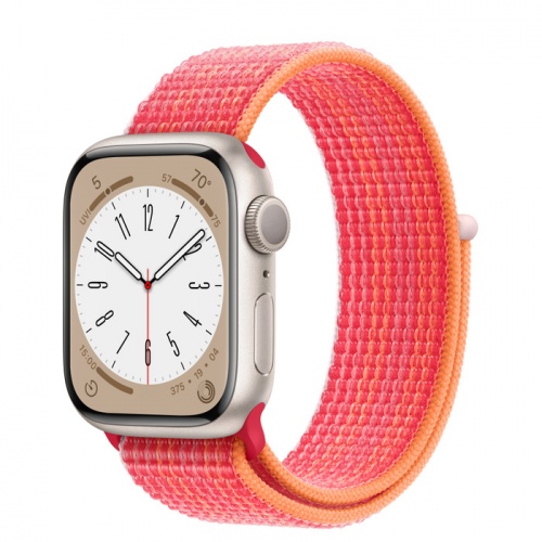 Apple Watch Series 8 45мм корпус из алюминия "сияющая звезда" и ремешок Sport Loop Red