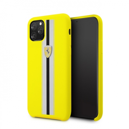 Чехол Ferrari SIlicone Case On Track & Stripes для iPhone 11/11Pro/11ProMax, желтый
