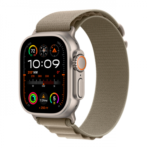 Apple Watch Ultra 2 GPS + Cellular, 49 мм, корпус из титана, ремешок Alpine оливкового цвета, размер L