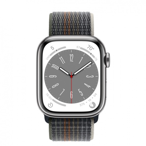 Apple Watch Series 8 41мм серебристый корпус из нержавеющей стали и ремешок Sport Loop Midnight