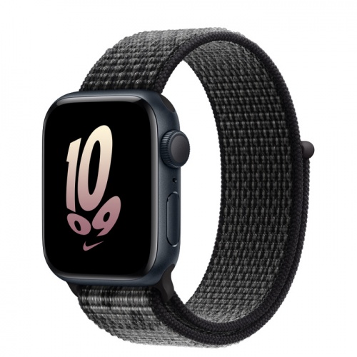 Apple Watch Series SE 2022 44мм корпус из алюминия "полночь" и ремешок Nike Sport Loop Black Summit White