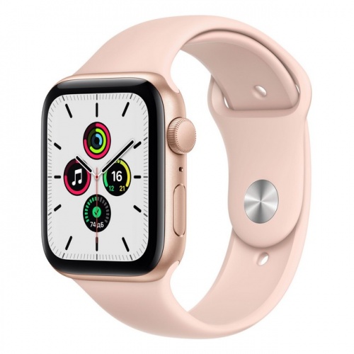Apple Watch SE, 40 мм, корпус из алюминия золотого цвета, спортивный ремешок цвета «розовый песок»