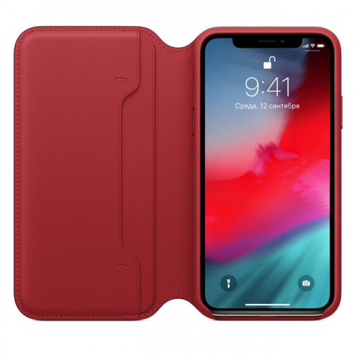 Кожаный чехол Folio для iPhone XS, (PRODUCT)RED