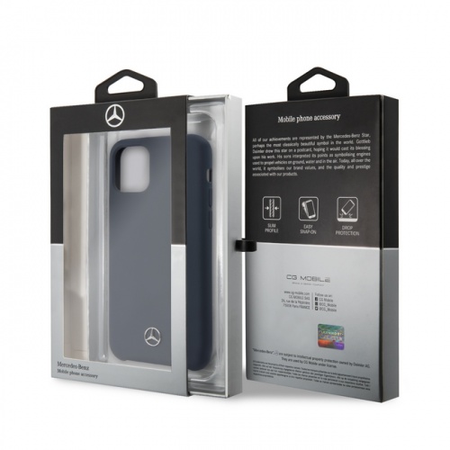 Чехол Mercedes Liquid Silicone Hard для iPhone 11/11Pro/11ProMax, синий