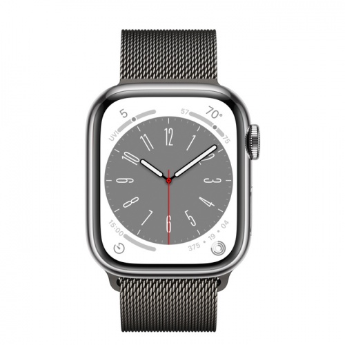 Apple Watch Series 8 41мм серебристый корпус из нержавеющей стали и ремешок Milanese Loop Graphite