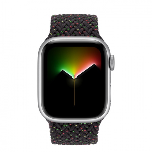 Apple Watch Series 8 45мм серебристый корпус из алюминия и ремешок Braided Solo Loop Black Unity