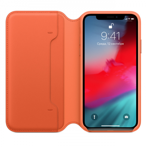 Кожаный чехол Folio для iPhone XS, цвет «тёплый закат»