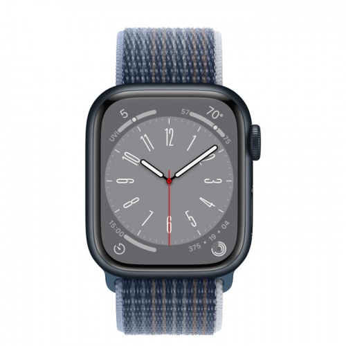 Apple Watch Series 8 45мм корпус из алюминия "полночь" и ремешок Sport Loop Storm Blue