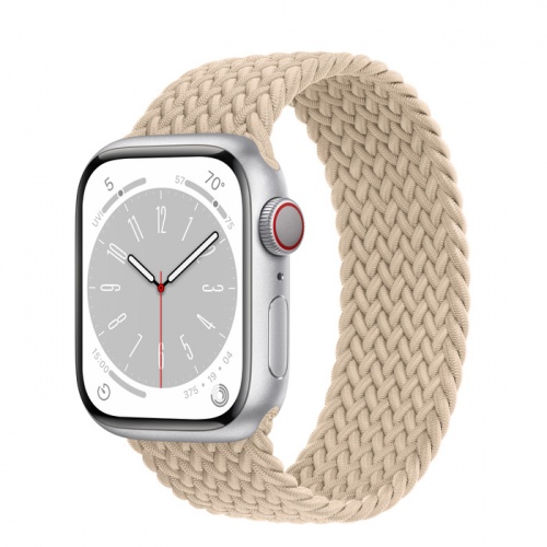 Apple Watch Series 8 41мм серебристый корпус из алюминия и ремешок Braided Solo Loop Beige