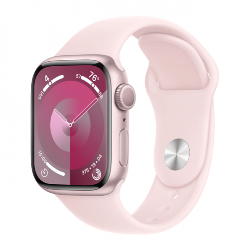 Apple Watch Series 9, 41 мм, корпус из алюминия розового цвета, спортивный ремешок Light pink цвета, размер M/L