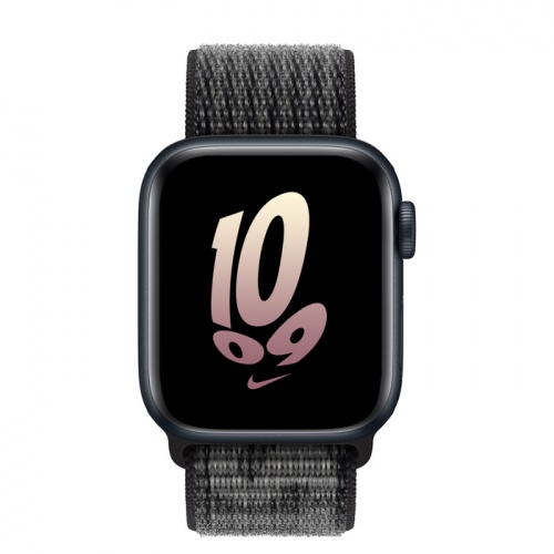 Apple Watch Series SE 2022 44мм корпус из алюминия "полночь" и ремешок Nike Sport Loop Black Summit White